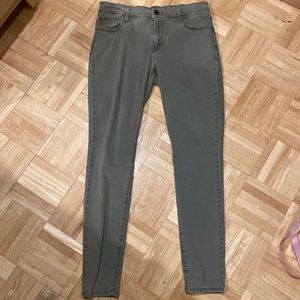 Express Olive Green Mid Rise Skinny Jeans